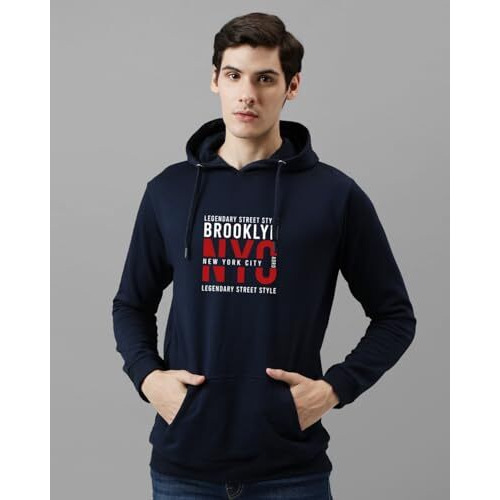 Adro Hoodies For Men | Printed Hoodie For Men | Cotton Hoodie | Mens Hoodies | Sweatshirt For Men | Hooded Hoodie | H24-Nyc-Nb-2Xl Navy Blue