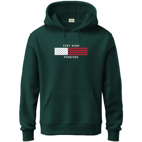 Adro Hoodies For Men, 320 Gsm Soft Cotton Hoodie Fabric, Long Lasting Printed Hoodies For Winter | Mens Hoodies | Sweatshirt For Men|H24-Flag-Grn-S Green