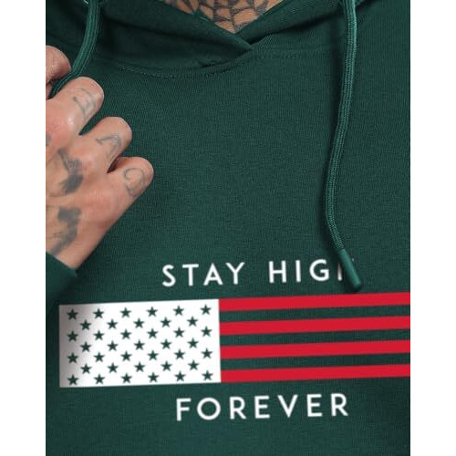 Adro Hoodies For Men, 320 Gsm Soft Cotton Hoodie Fabric, Long Lasting Printed Hoodies For Winter | Mens Hoodies | Sweatshirt For Men|H24-Flag-Grn-S Green