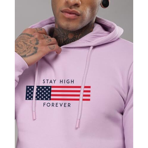 Adro Hoodies For Men, 320 Gsm Soft Cotton Hoodie Fabric, Long Lasting Printed Hoodies For Winter | Mens Hoodies | Sweatshirt For Men|H24-Flag-Pu-M Lavender