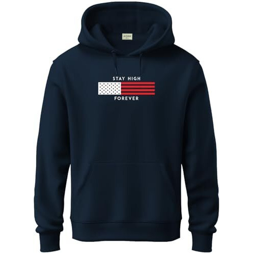 Adro Hoodies For Men | Printed Hoodie For Men | Cotton Hoodie | Mens Hoodies | Sweatshirt For Men | Hooded Regular Fit Hoodie | H24-Flag-Nb-Medium Navy Blue