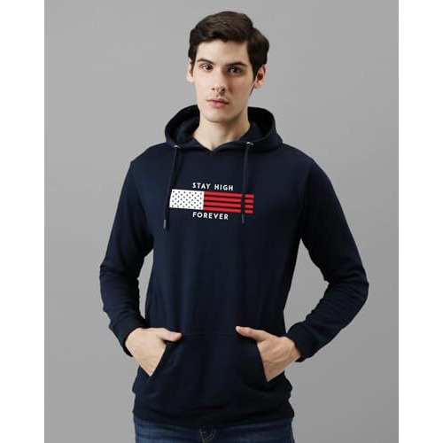 Adro Hoodies For Men | Printed Hoodie For Men | Cotton Hoodie | Mens Hoodies | Sweatshirt For Men | Hooded Regular Fit Hoodie | H24-Flag-Nb-Medium Navy Blue