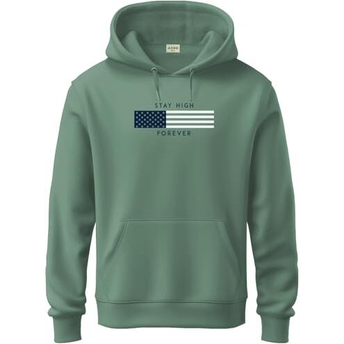 Adro Men's Cotton Blend Neck Hooded Sweatshirt (H24-Flag-Pt_Pista