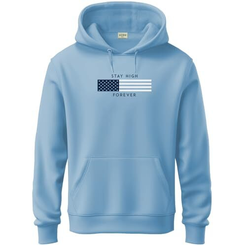 Adro Men's Regular Fit Hoodies | Printed Hoodie| Cotton Hoodie | Mens Hoodies | Sweatshirt For Men | Hooded Hoodie | H24-Flag-Sk-Xl Sky Blue