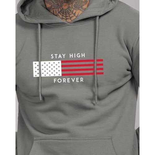 Adro Hoodies For Men, 320 Gsm Soft Cotton Hoodie Fabric, Long Lasting Printed Hoodies For Winter | Mens Hoodies | Sweatshirt For Men|H24-Flag-Sg-M Steel Grey