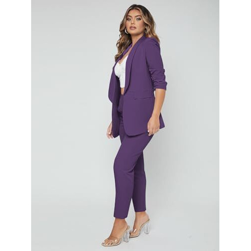 Kotty Women's Solid Co-Ord With Trousers(Purple,S)
