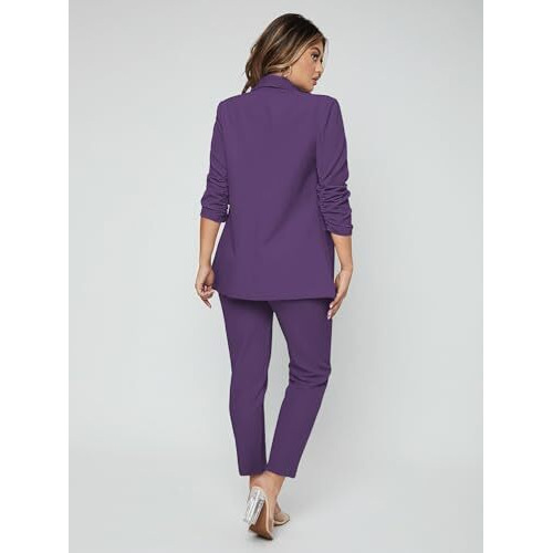 Kotty Women's Solid Co-Ord With Trousers(Purple,S)