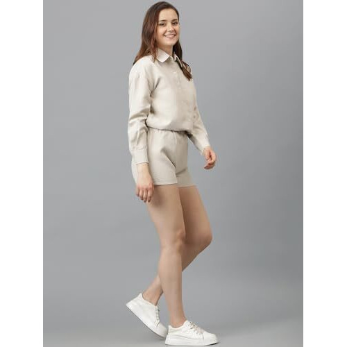 Kotty Women's Shorts With Co-Ords Set(Beige,S)