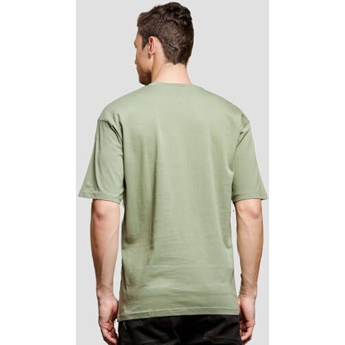Adro Oversize T Shirt For Men | Drop Shoulder T Shirt | Mens Oversize T-Shirt | 220 Gsm Cotton Oversize Tshirt | Trendy Front And Back Printed T Shirt|Ovr24-L1-Phone-Ol-M Olive