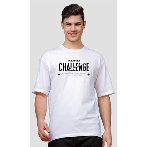 Adro Oversize T Shirt For Men | Drop Shoulder T Shirt | Mens Oversize T-Shirt | 220 Gsm Cotton Oversize Tshirt | Trendy Front And Back Printed T Shirt|Ovr24-L1-Chl-Wh-M White