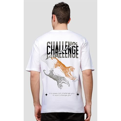 Adro Oversize T Shirt For Men | Drop Shoulder T Shirt | Mens Oversize T-Shirt | 220 Gsm Cotton Oversize Tshirt | Trendy Front And Back Printed T Shirt|Ovr24-L1-Chl-Wh-M White