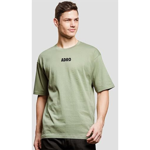 Adro Oversize T Shirt For Men | Drop Shoulder T Shirt | Mens Oversize T-Shirt | 220 Gsm Cotton Oversize Tshirt | Trendy Front And Back Printed T Shirt|Ovr24-L1-Sail-Ol-Xl Olive