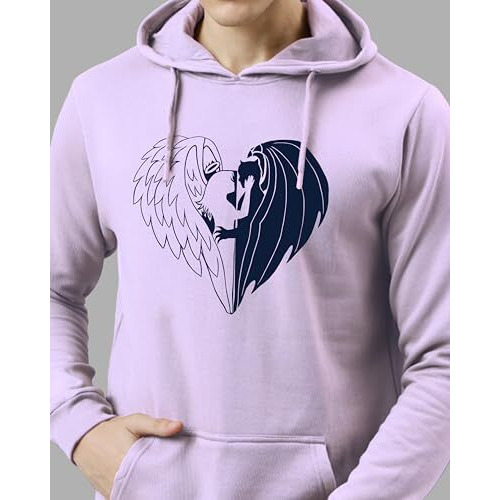 Adro Men's Cotton Neck Hooded Sweatshirt (H24-Devi-Pu_Lavendar