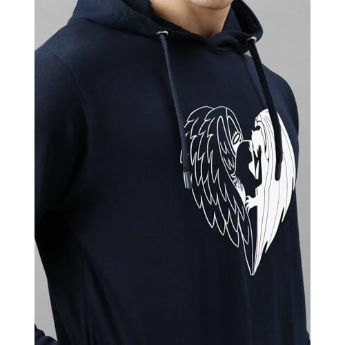 Adro Hoodies For Men | Printed Regular Fit Hoodie For Men | Cotton Hoodie | Mens Hoodies | Sweatshirt For Men | Hooded Hoodie|H24-Devi-Nb-M Navy Blue (Medium)