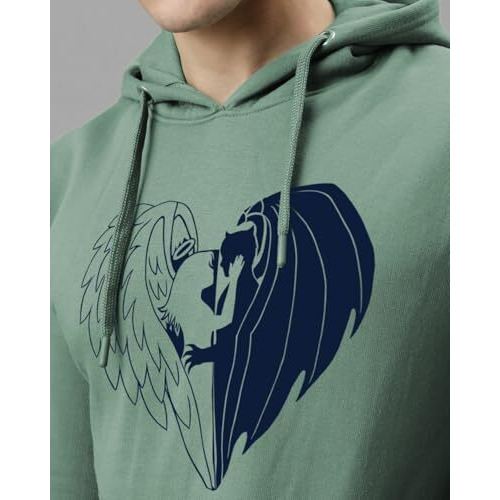 Adro Men's Cotton Neck Hooded Sweatshirt (H24-Devi-Pt-M_Pista)