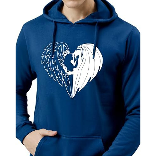 Adro Men's Cotton Neck Hooded Sweatshirt (H24-Devi-Rb_Royal Blue