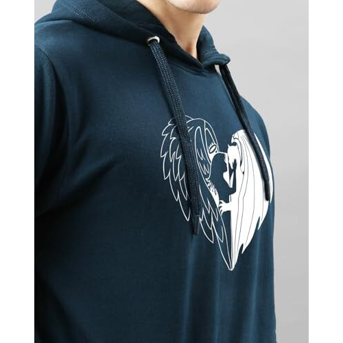 Adro Men's Cotton Neck Hooded Sweatshirt (H24-Devi-Sb_Teal
