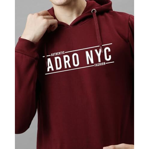 Adro Hoodies For Men | Printed Regular Fit Hoodie For Men | Cotton Hoodie | Mens Hoodies | Sweatshirt For Men | Hooded Hoodie|H24-Adro-Mr-X_Large Maroon