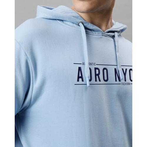 Adro Hoodies For Men | Printed Regular Fit Hoodie For Men | Cotton Hoodie | Mens Hoodies | Sweatshirt For Men | Hooded Hoodie|H24-Adro-Sk-Large Sky Blue
