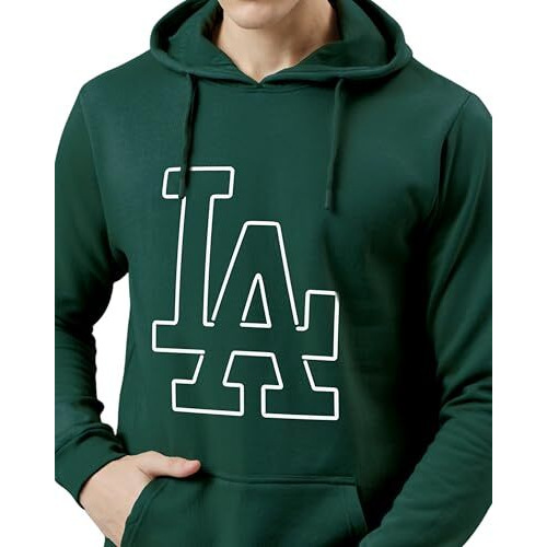 Adro Men's Cotton Neck Hooded Sweatshirt (H24-La-Grn_Green