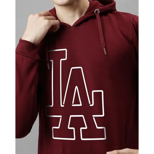 Adro Men's Cotton Neck Hooded Sweatshirt (H24-La-Mr_Maroon