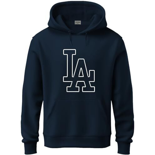 Adro Men's Cotton Neck Hooded Sweatshirt (H24-La-Nb_Navy Blue