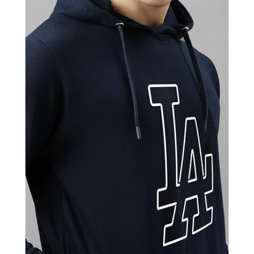 Adro Men's Cotton Neck Hooded Sweatshirt (H24-La-Nb_Navy Blue