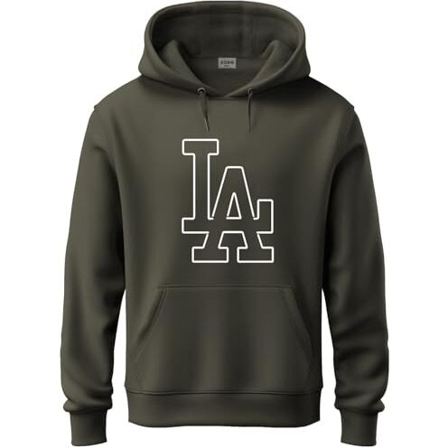 Adro Men's Cotton Neck Hooded Sweatshirt (H24-La-Ol_Olive
