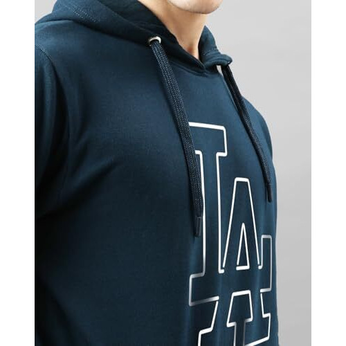 Adro Men's Cotton Neck Hooded Sweatshirt (H24-La-Sb_Teal