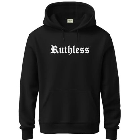 Adro Hoodies For Men | Printed Regular Fit Hoodie For Men | Cotton Hoodie | Mens Hoodies | Sweatshirt For Men | Hooded Hoodie|H24-Ruth-Bl-Large Black