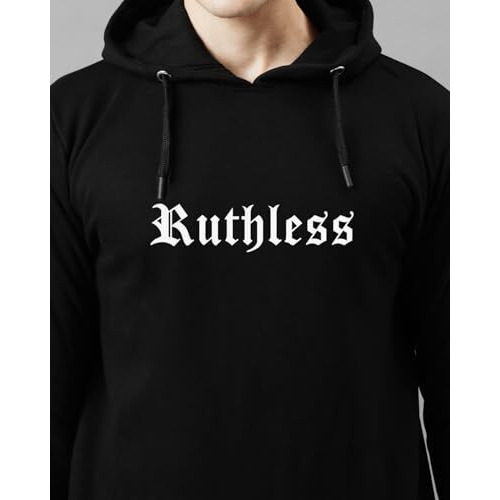 Adro Hoodies For Men | Printed Regular Fit Hoodie For Men | Cotton Hoodie | Mens Hoodies | Sweatshirt For Men | Hooded Hoodie|H24-Ruth-Bl-Large Black
