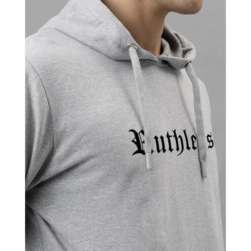 Adro Men's Cotton Neck Hooded Sweatshirt (H24-Ruth-Gr_Grey