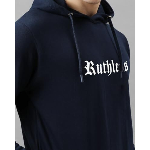 Adro Men's Cotton Neck Hooded Sweatshirt (H24-Ruth-Nb_Navy Blue