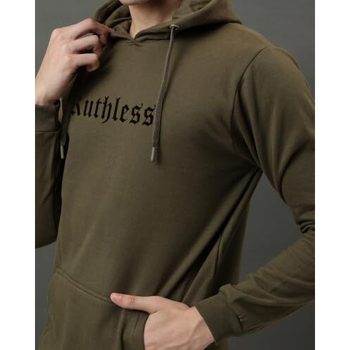 Adro Men's Cotton Neck Hooded Sweatshirt (H24-Ruth-Ol_Olive