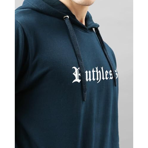 Adro Men's Cotton Neck Hooded Sweatshirt (H24-Ruth-Sb_Teal