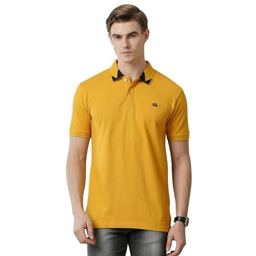 Adro Mens Polo T Shirt 100% Cotton Polo Tshirt For Men | Solid Polo T-Shirt Regular Fit | Pn23-H-L1Pln-Mu-2Xl Mustard