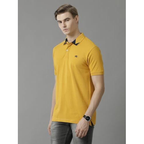 Adro Mens Polo T Shirt 100% Cotton Polo Tshirt For Men | Solid Polo T-Shirt Regular Fit | Pn23-H-L1Pln-Mu-2Xl Mustard