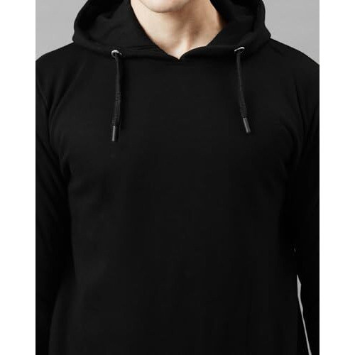 Adro Hoodies For Men | Printed Hoodie For Men | Cotton Hoodie | Mens Hoodies | Sweatshirt For Men | Hooded Regular Fit Hoodie|H24-Pln-Bl-Medium Black