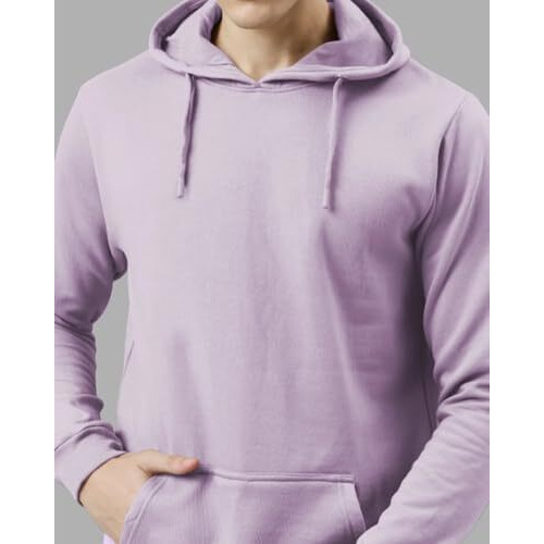 Adro Men's Cotton Neck Hooded Sweatshirt (H24-Pln-Pu_Lavendar