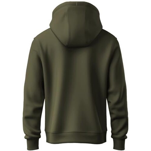 Adro Men's Cotton Neck Hooded Sweatshirt (H24-Pln-Ol-L_Olive)
