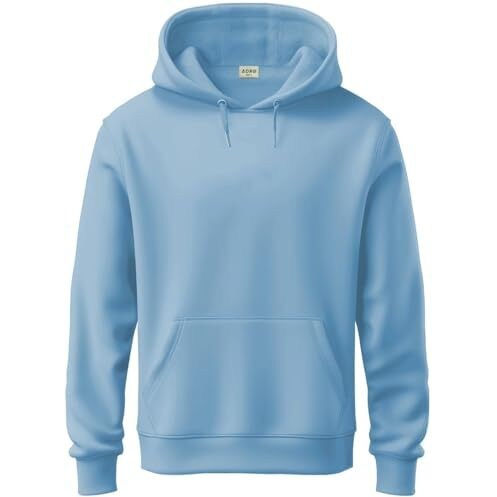 Adro Men's Cotton Neck Hooded Sweatshirt (H24-Pln-Sk_Sky Blue