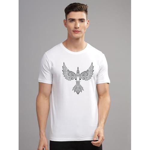 Adro Mens Bird Design Tshirt For Bird Lovers -Premium Cotton T Shirt With Vibrant Bird Design -Comfortable And Stylish Fit T-Shirt -White Color Tshirt|Rn24-Bird-Wh-Xl