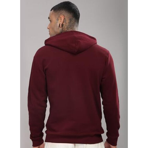 Adro Men's Cotton Neck Hooded Sweatshirt (H24-M-Pln-Mr-2Xl_Maroon)