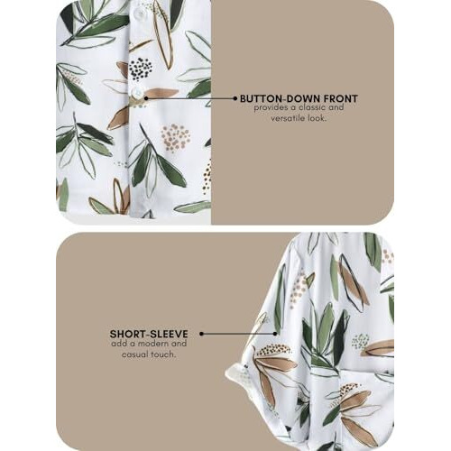 Leriya Fashion Shirt For Men | Tropical Leaf Printed Rayon Shirts For Men | Preppy Short Sleeves | Spread Collared Neck | Perfect For Outing | Beach | Camp Wear Shirt For Boys (Medium, White-Green)