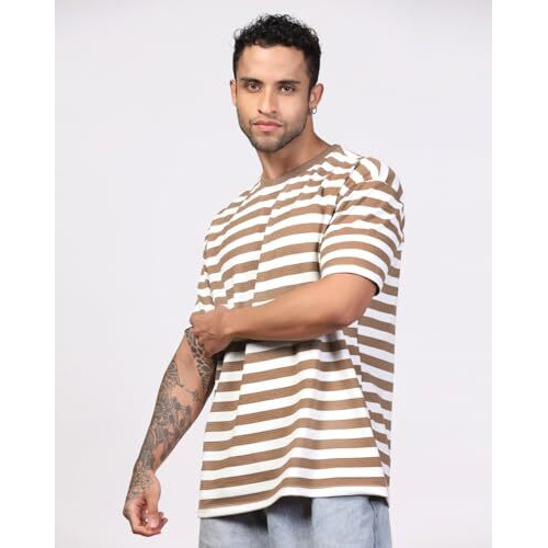Leriya Fashion Mens T-Shirt | T Shirt For Men| Oversized T Shirt For Men| Loose Fit T Shirt For Men (X-Large, Light Orange)