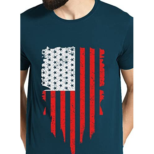 Adro Men's Usa Printed Cotton T-Shirt (Rn22-2-Uss-Sb_Teal_L)