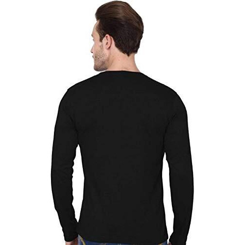 Adro Men's Full Sleeve Cotton T-Shirt (Fs-C-Pln-Bl_Black_M)