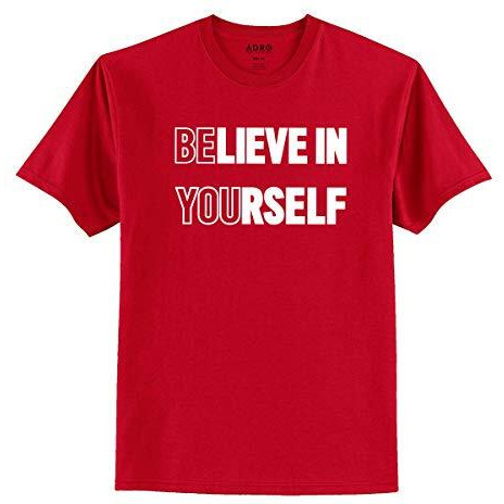 Adro Believe In Yourself Design Printed T-Shirt For Men (Rnr-S36-You-Rd_Red_L)