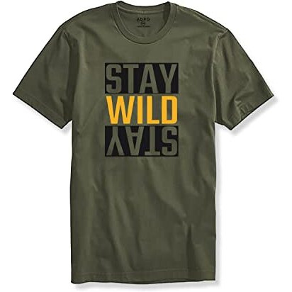 Adro Men's Stay Wild Typography Printed Cotton T-Shirt (Rnr-M-Wild-Ol_Olive_L)