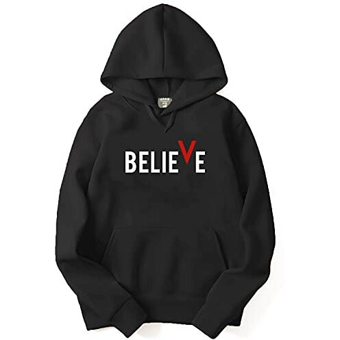 Adro Men's Cotton Neck Hooded Sweatshirt (H21-M-Bvv-Bl_Black_Xl)